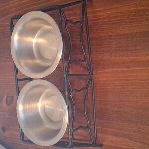 Metal Double Pet Bowl with Stand